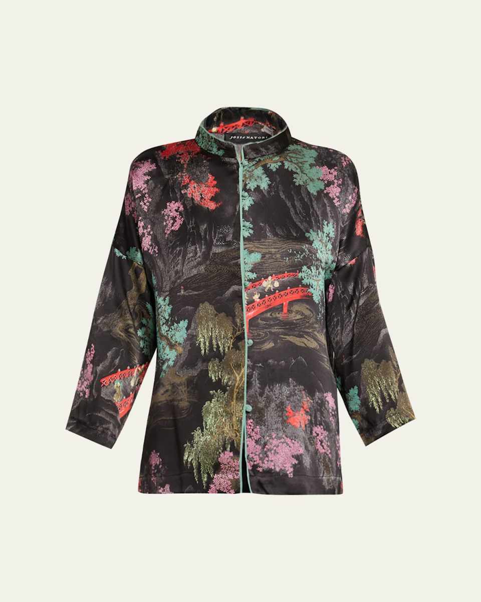 Nara Band Collar Silk Pajama Top